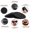 thumbnail image 4 of Coasters for Drinks Set of 6 with Holder, Silicone Coasters Tabletop Protection for Any Table Type, Dishwasher Safe (Black), 4 of 5