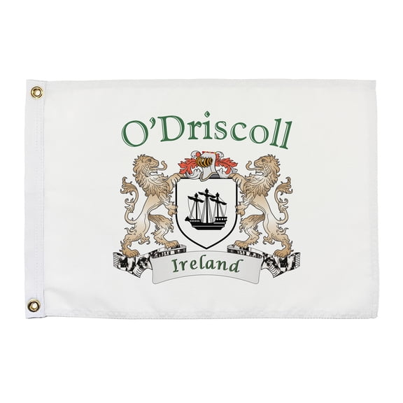 O'Driscoll Irish Coat of Arms Small White Flag - 16"x10.5" inches