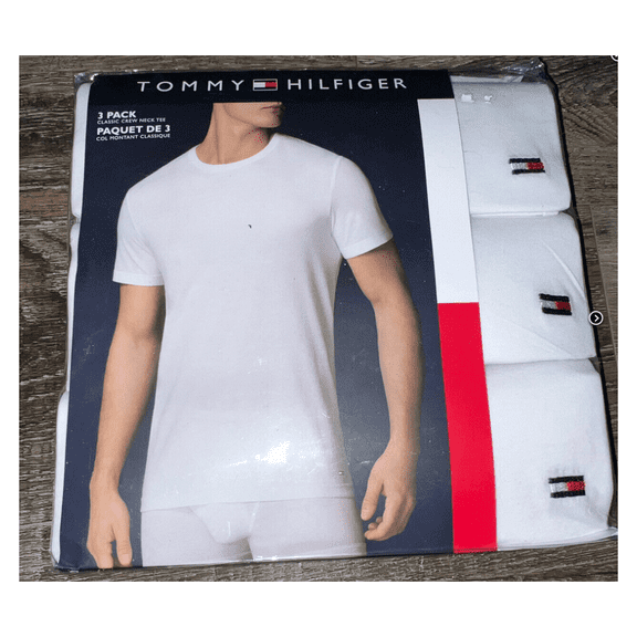 TOMMY HILFIGER White 3-Pack Classic Crew Neck T-shirts Size MED