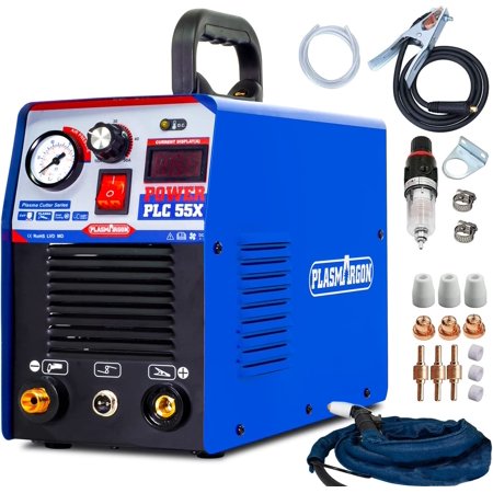 

Plasma Cutter 50Amp CUT55 Dual Voltage Plasma Cutting Equipment 110V / 220V IGBT DC Inverter Portable Air Plasma Cutter Machine 1/2 Inch Clean Cut Intelligent Digital Display (110/220V)