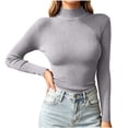 thumbnail image 3 of Women's Tops Dqueduo Women's Turtleneck Sweater, Solid Color Slim Pullover Knitwear Top, Winter Base Layer Sweater, 3 of 8