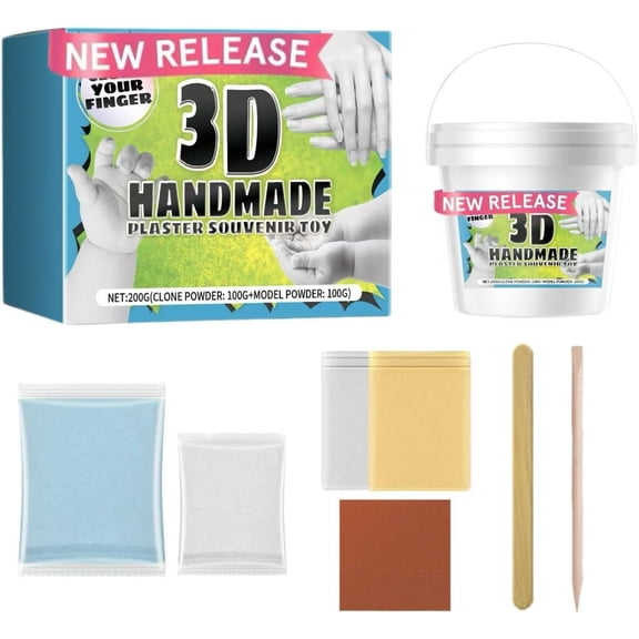 3D Hand & Foot Casting Kit - DIY Plaster Mold Kit for Family Keepsakes, Includes Gold & Silver Metallic Powder