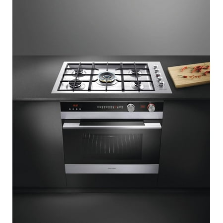 Fisher & Paykel - 29.9" Built-In Single Electric Convection Wall Oven - Brushed stainless steel/black glass
