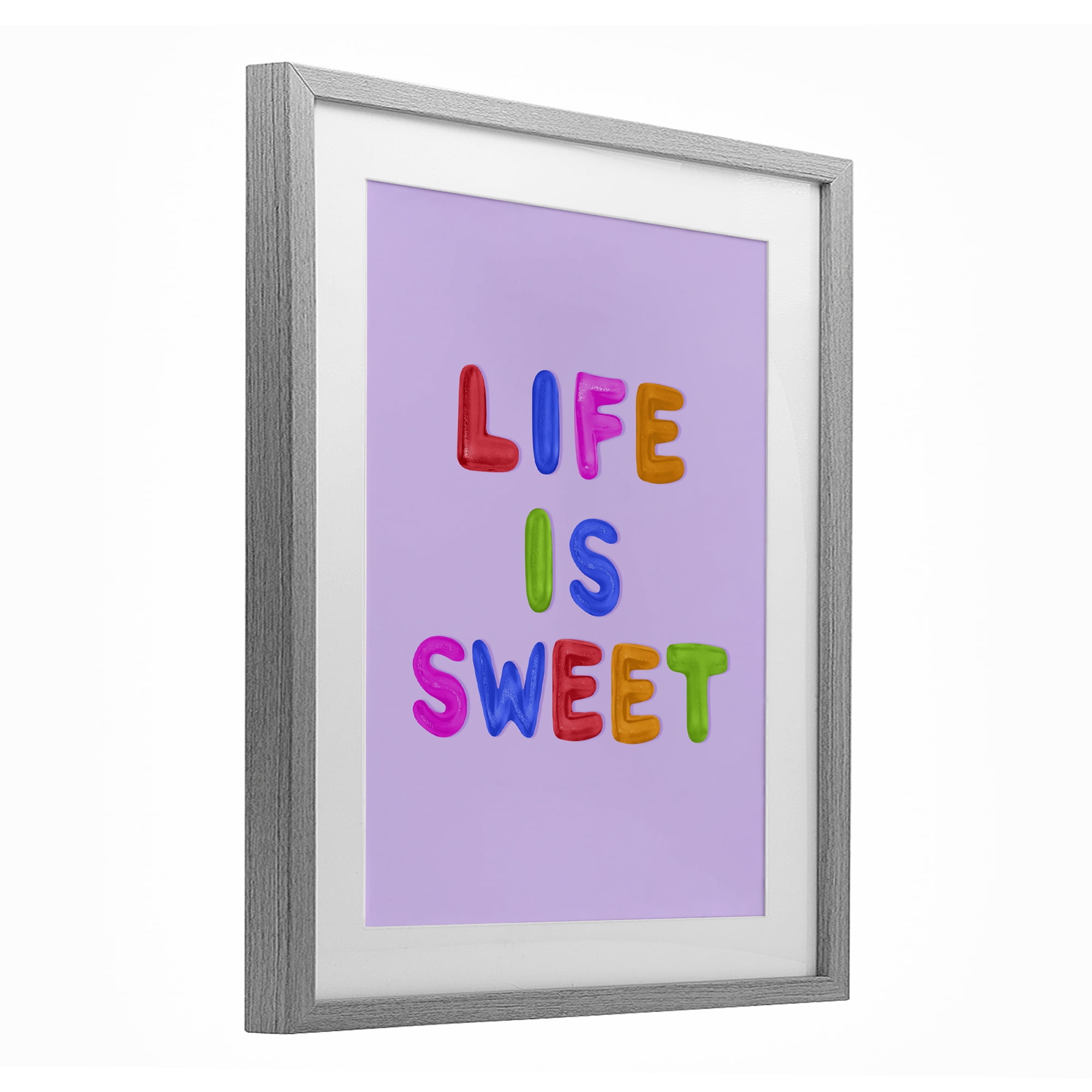 Stupell Industries Life Is Sweet Gummies Gray Framed Print Under Glass, design by LISH Creative
