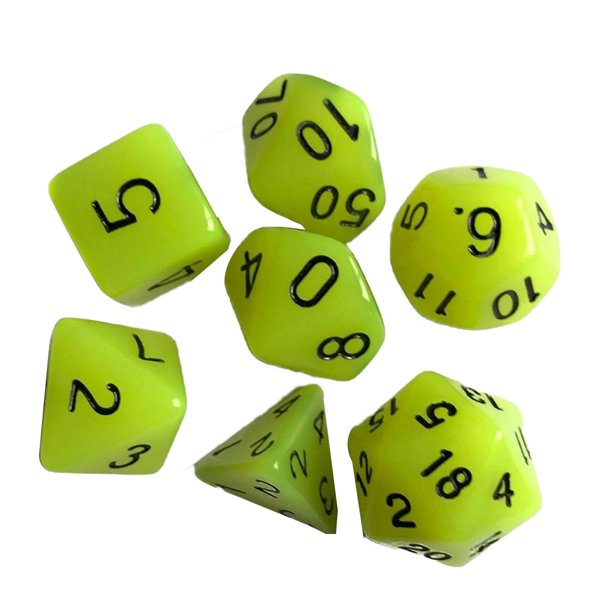Dados acrílicos de múltiples caras, juegos de mesa noctilucentes, herramientas, números, forma geométrica, juego de dados 7 piezas sidaley WJ3274-05