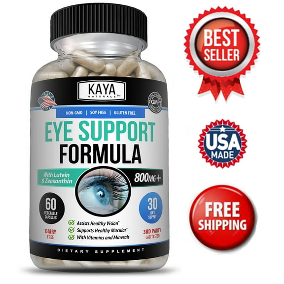 Kaya Naturals Eye Health 60 Capsules, Lutein and Zeaxanthin, Vision Health, Eye Strain Support - 800mg  