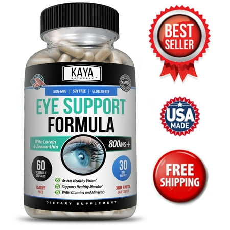 Kaya Naturals Eye Health 60 Capsules, Lutein and Zeaxanthin, Vision Health, Eye Strain Support - 800mg +