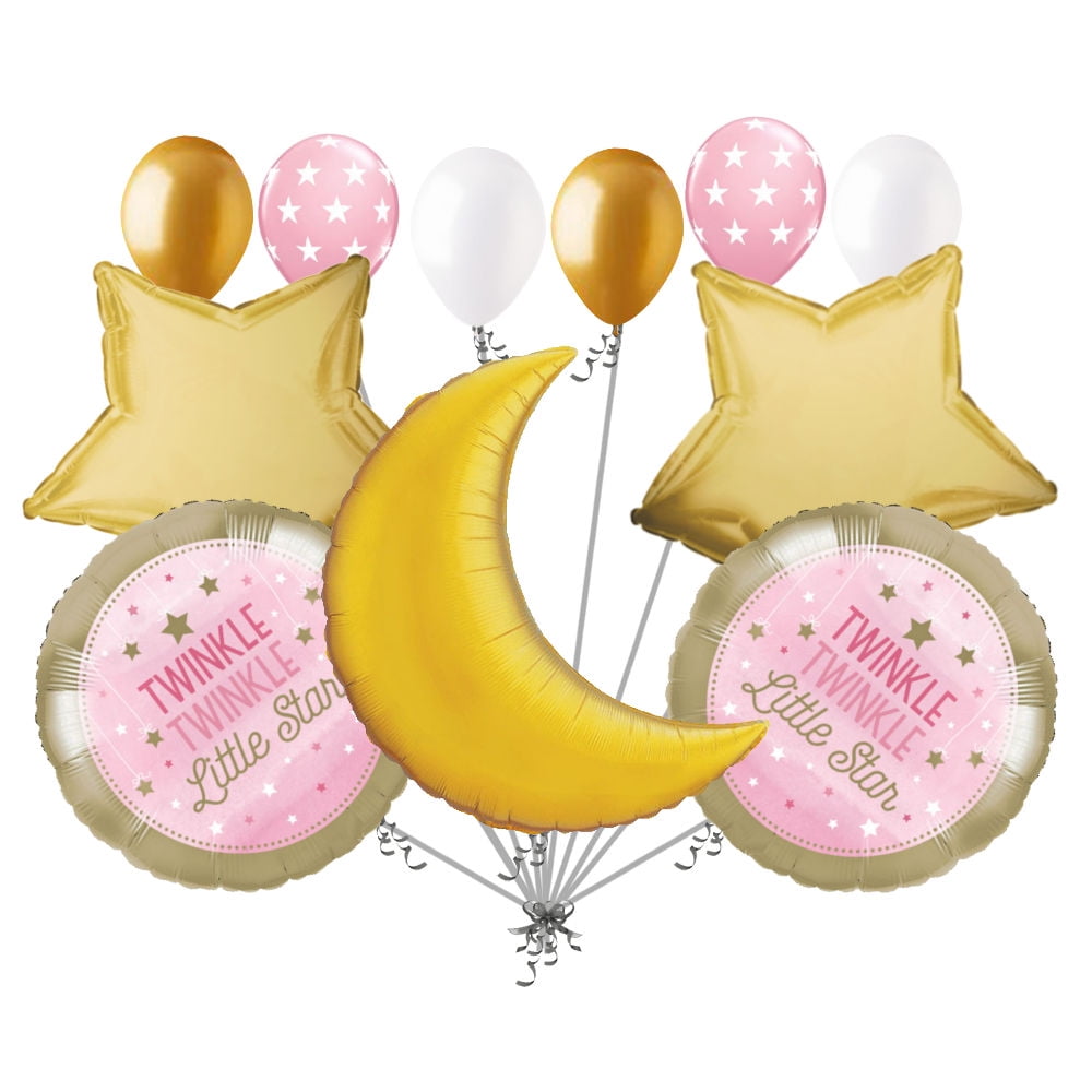 11 pc Twinkle Little Star Baby Girl Balloon Bouquet Party Decoration Shower Pink