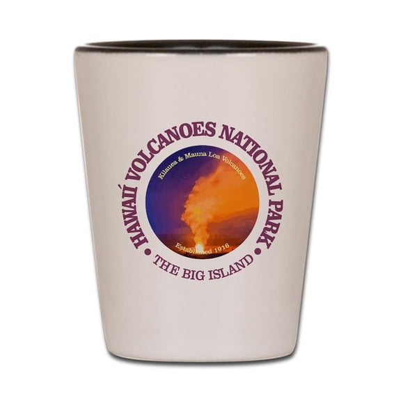 CafePress - Hawaii Volcanoes NP - White/Black Shot Glass, Unique and Funny Shot Glass