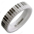 thumbnail image 4 of White Ceramic Piano Keyboard 6mm Wedding Band Flat Pipe Cut High Polished Ring Size 11, 4 of 5