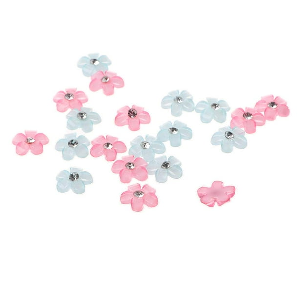 20x Folwer Calcomanías Decoraciones DIY para Teléfono Tableta Azul + Rosa