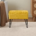 thumbnail image 6 of Home Soft Things Textured Velvet Ottoman Stool Chair, Upholstered Footrest with Black Metal Legs, Sulphur, 19" x 13" x 17", 6 of 7