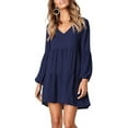 thumbnail image 3 of Women Summer Tunic Dress V Neck Casual Loose Flowy Swing Shift Dresses, 3 of 11