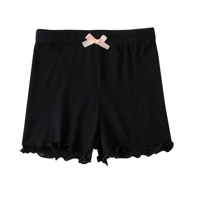Plebaso Girls Pants Elastic Waist Bow Casual Solid Color Pajama Shorts Baby Clothes