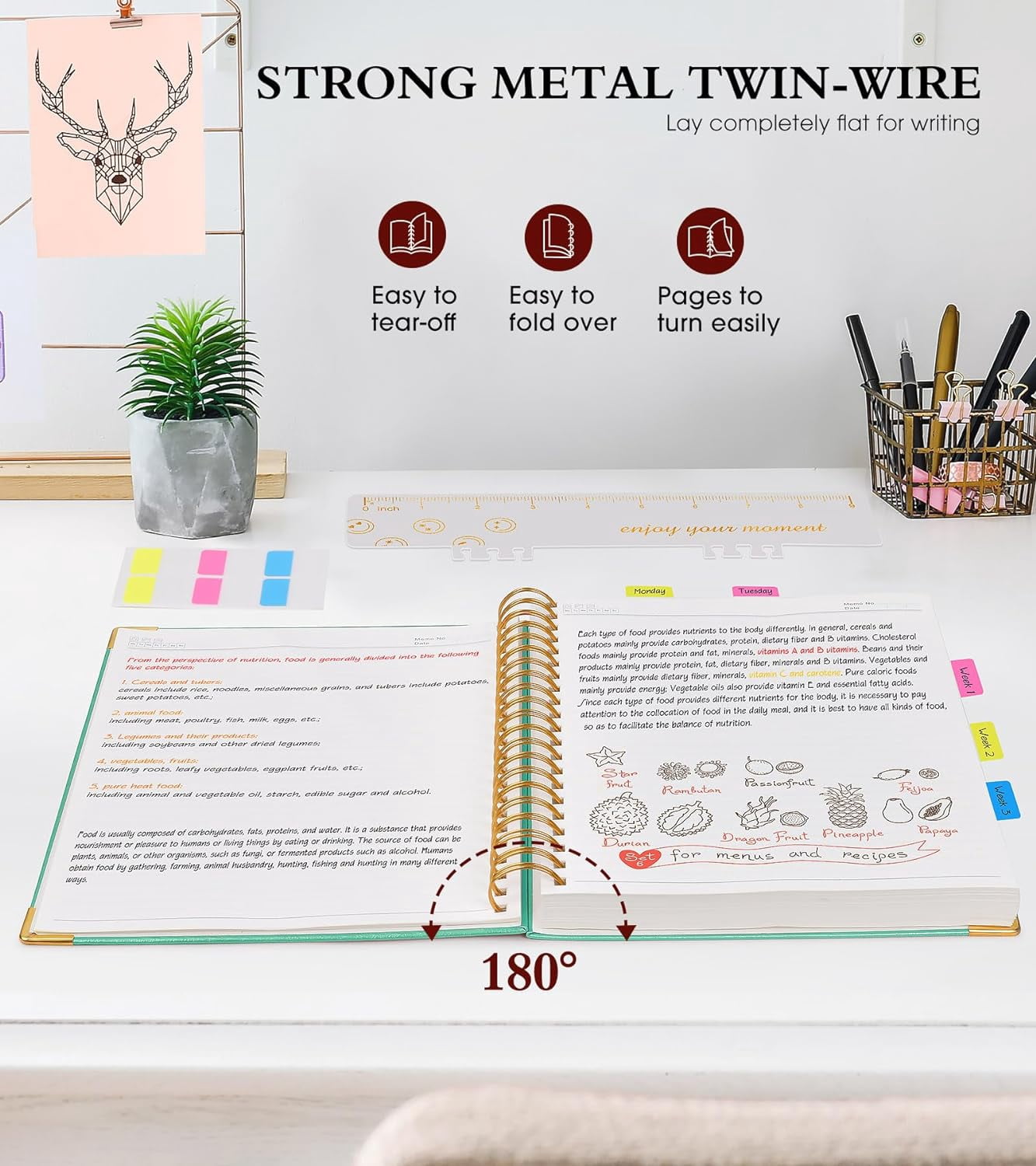 5.75"×8.38" A5 Leather Hardcover Spiral Notebook, 300 Pages, 100GSM College Ruled Journal for School Work, Teal