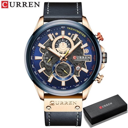 NEW Men Watches Brand CURREN Creative Fashion Chronograph Quartz Wristwatch Leather Strap Lumious Hands Waterproof Clock