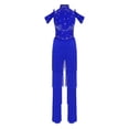 thumbnail image 2 of inlzdz Sparkly Rhinestones Tassels Jumpsuit For Women Dance Leotard Latin Jazz Party Dancing Clothes Royal Blue M, 2 of 4