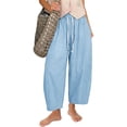 thumbnail image 2 of JYnXIANTI Women's Pants Elastic Waist Drawstring Loose Pants Lounge Comfort Full Length Trousers Thin Basic Pants Summer Outfits, 2 of 7
