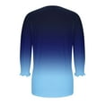 thumbnail image 7 of TKLPEHG 3/4 Length Sleeve Womens Tops Fashion Gradient Crew Neck Tunic Shirts Loose Casual Blouses Fall Fashion Henley Shirts (Blue,M), 7 of 7