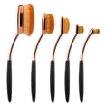 thumbnail image 3 of Brocha ovalada para base, 5 piezas, brochas de maquillaje para cepillos de dientes (mango negro, oro rosa), 3 of 7
