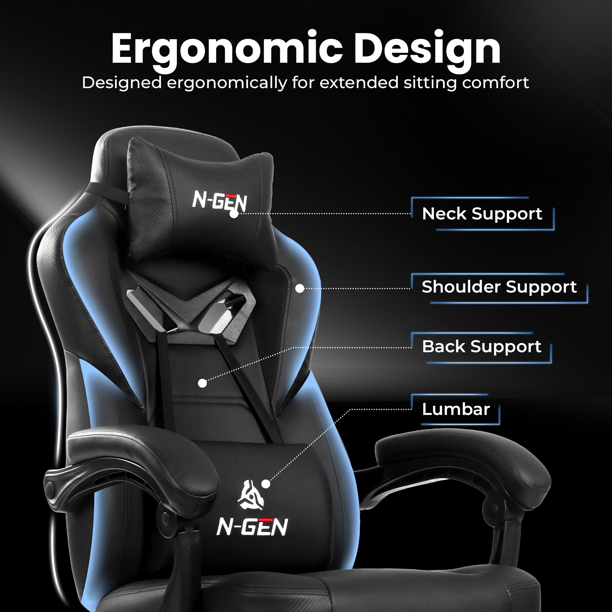CELTOSS Gaming Chairs with Footrest, Big and Tall Gamer Chair with Headrest and Lumbar Support for adults, Black