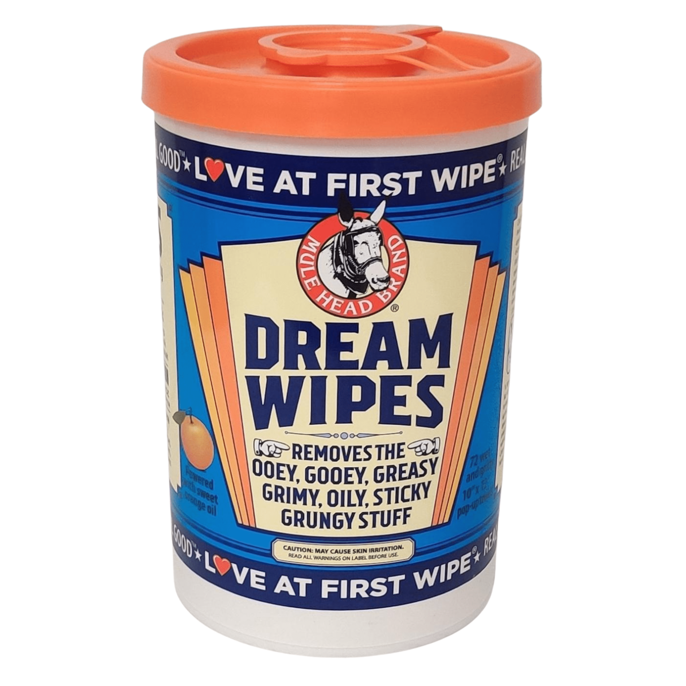 Mule Head Brand Dream Wipes Heavy Duty Citrus Based Cleaning Wipe, 72 Count