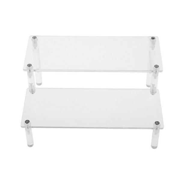 Estante de acrílico de dos niveles para cupcakes, cosméticos y soporte de escalera. 2 escalera