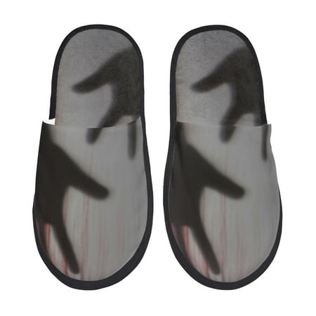 Balery Bloody Hand Behind Slient Indoor Furry Fleece Comfort House Shoes Soft Non-Slip Home Shoes Cotton slippers House Slippers-- Large