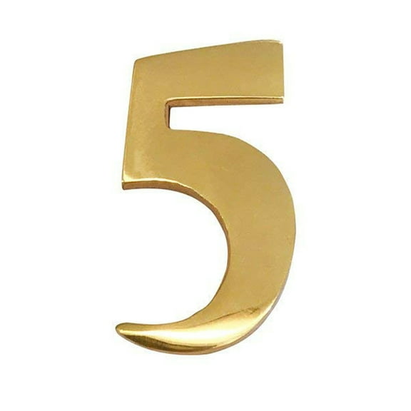2-Inch Brass Mailbox Number 5 – Self Adhesive Floating #5