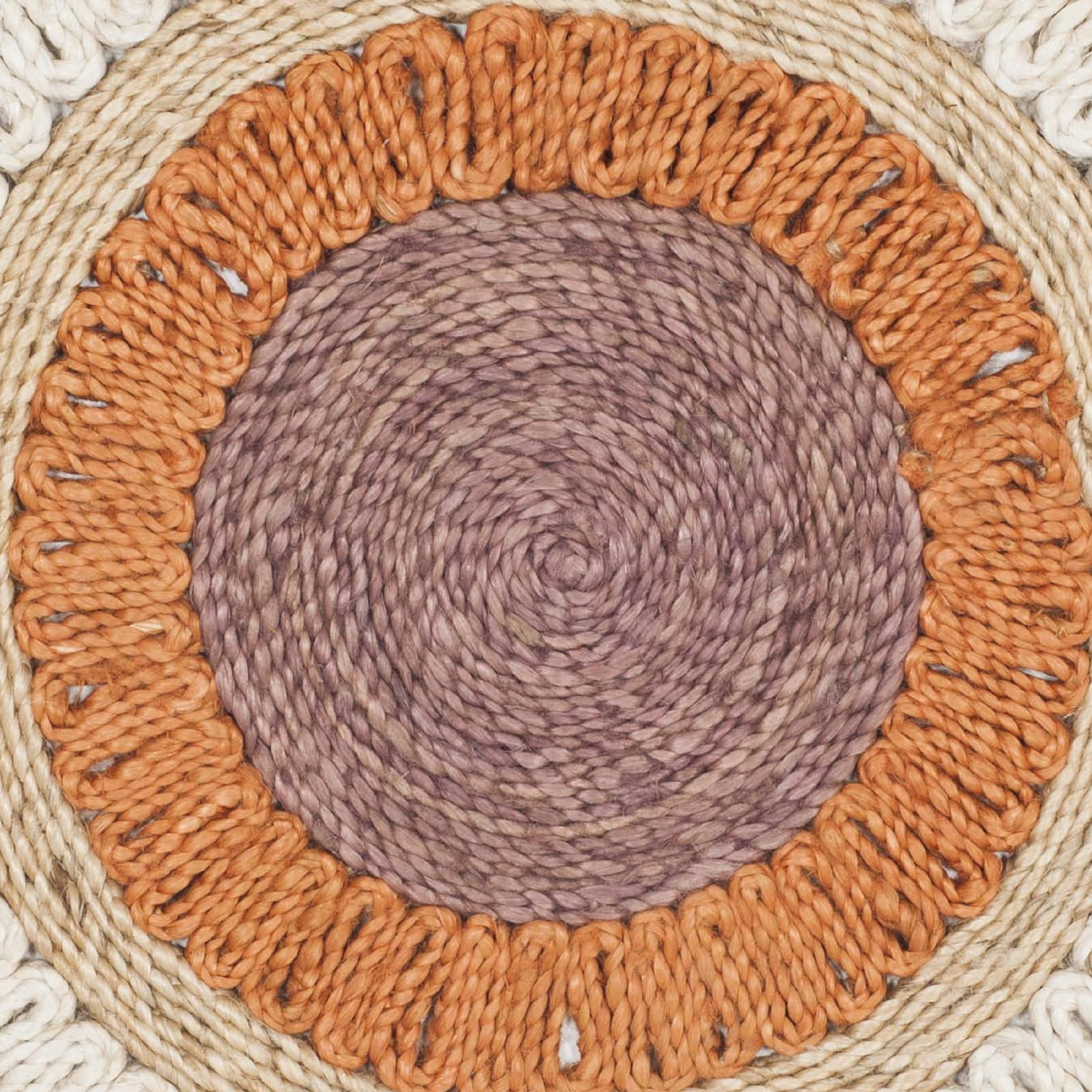 SAFAVIEH Natural Fiber Tanja Braided Jute Area Rug, Gold/Multi, 5' x 5' Round