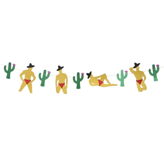 HAMPPLIES 1Set Cactus Banner Mexican Fiesta Party Outdoor Decorations Assorted Color Paper