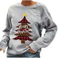 thumbnail image 2 of DPTALR Pull Imprimé Arbre de Noël pour Femmes Col Rond Manches Longues Blouse Chandail en Molleton, 2 of 8