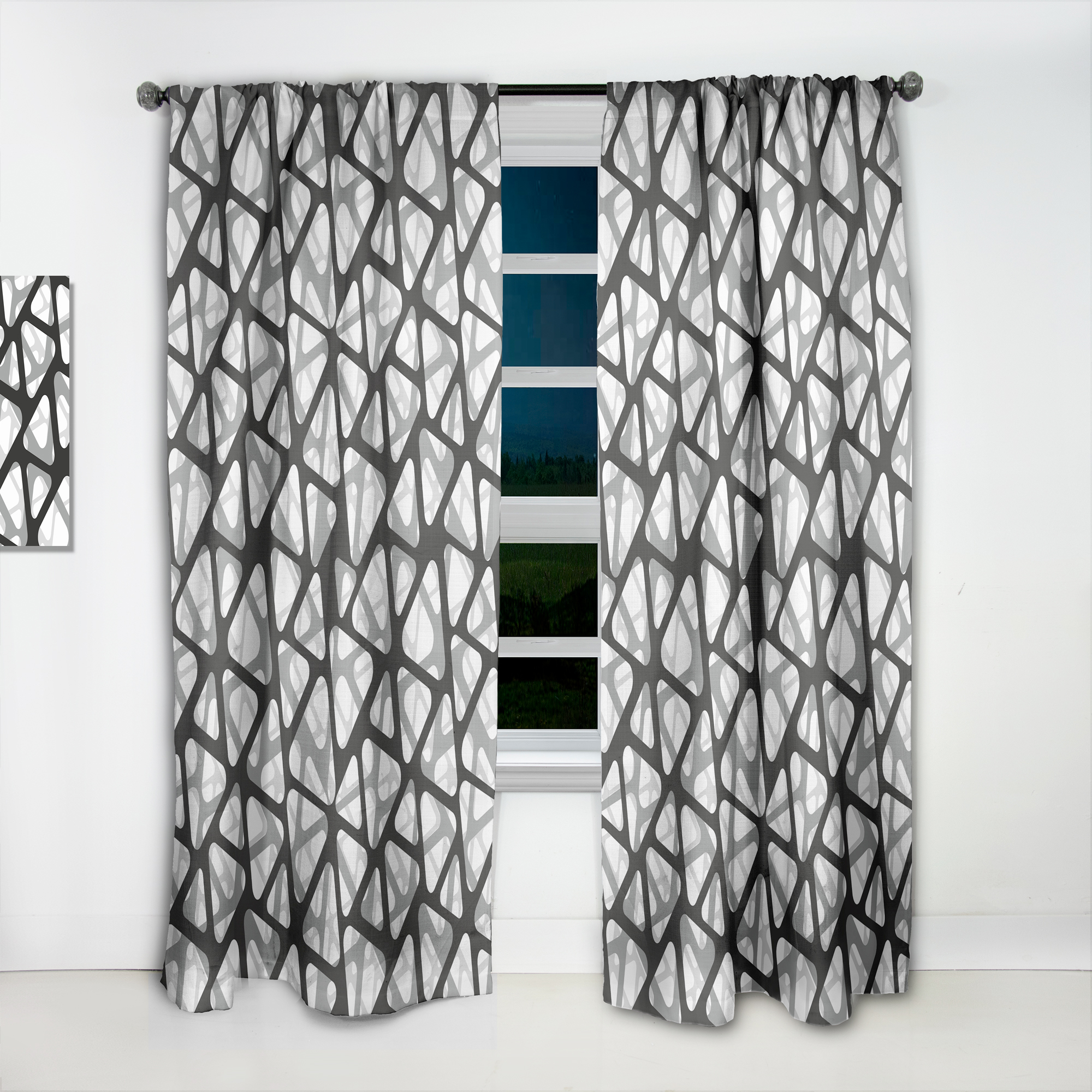 Designart 'Abstract Monochrome IV' Modern & Contemporary Curtain Panel