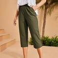thumbnail image 2 of Quinlirra Summer pants for Women 2024 trendy Women's Elastic Waist Body Pocket High Waist Solid Color Casual Pants 7 Pants, 2 of 5