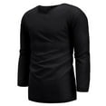 thumbnail image 5 of BADHUB Men's Cotton Linen T Shirts Big & Tall 3/4 Sleeve Lightweight Tee Shirt Solid Color Pull Up Sleeve Summer Tops 2025 Black M, 5 of 7