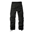 thumbnail image 2 of Men's Fleece Lined Cargo Pants, Winter Camo Hiking Pants Casual Work Ski Pants for Men with 8 Pockets (No Belt)Black,Size 32, 2 of 6