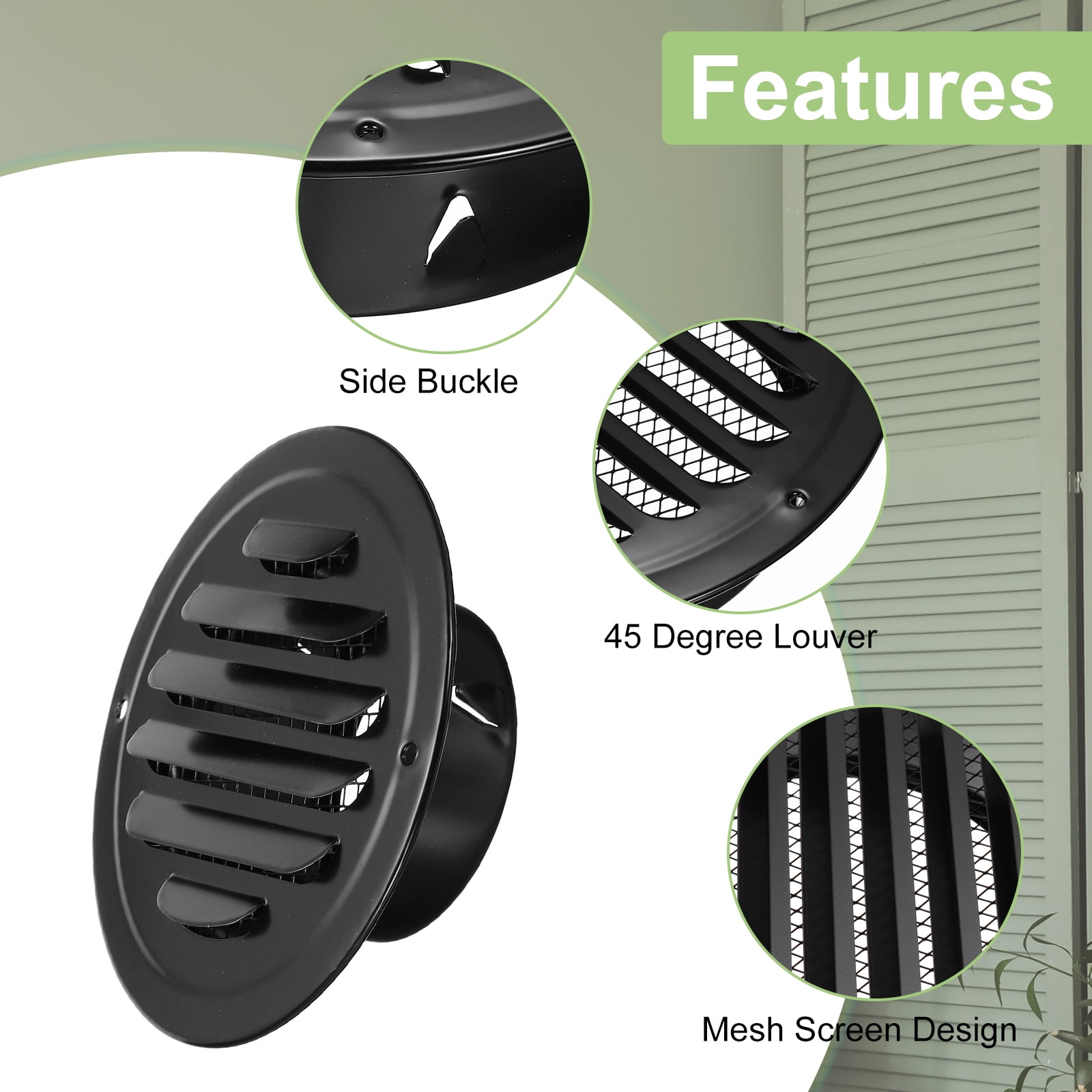 Uxcell 3 Inch Round Soffit Vent, 3Pcs Stainless Steel Wall Vent Grille Cover Exterior Exhaust Louvered Vent, Black