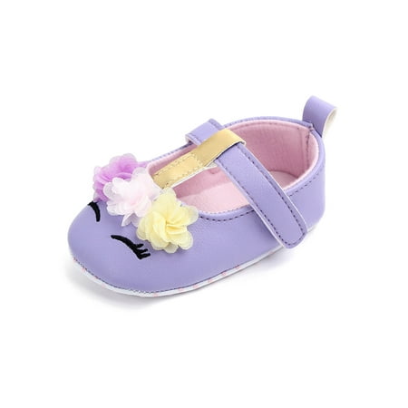 

Gomelly Newborn Crib Shoes Prewalker Flats Soft Sole Mary Jane Comfort Princess Dress Shoe Toddler Infant Purple 6C