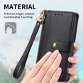 thumbnail image 2 of Wallet Case for Samsung Galaxy S23 Plus Women Men, Durable PU Leather Magnetic Flip Lanyard Strap Wristlet Zipper Card Holder Kickstand Wallet Phone Case Cover Full Body Protection, Black, 2 of 10