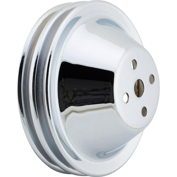 Speedway Motors 1955â1968 SBC Short Water Pump Upper Pulley, Double Groove Steel Design with 6.32 Inch Diameter, 4 on 1.75 Bolt Pattern for V-Belt Systems