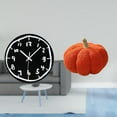 thumbnail image 2 of Reloj de pared silencioso, decorativo, de acrílico, moderno, con diseño de calabaza de Halloween, creativo, números y manecillas de metal, ade, 2 of 8