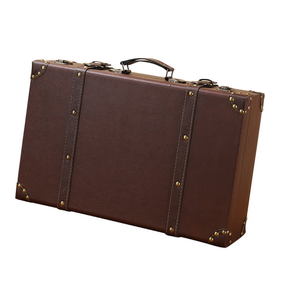 Handmade Wooden and Leather Suitcase Small Storage Chest Decorative Trunk Clothing Store Window Display Decoration