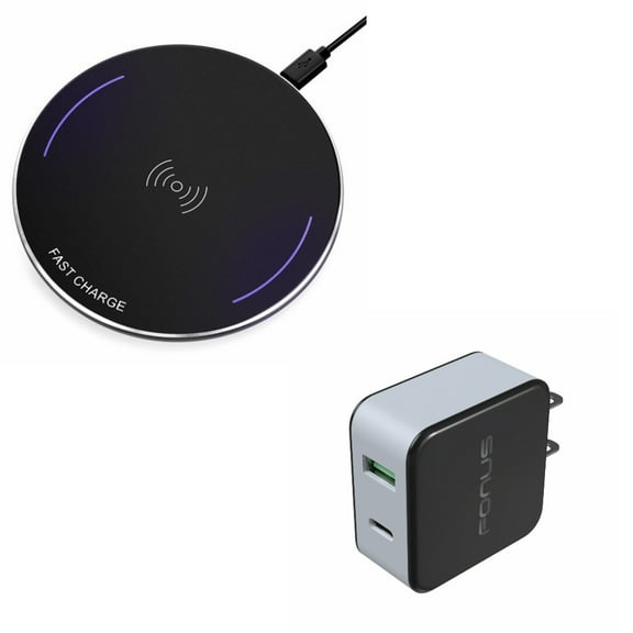 Ultra Slim Wireless Charger 10W Fast Charging Pad w 36W 2-Port [Fast Type-C Port] USB Home Wall Quick Charger P8N for LG G7 ThinQ - Motorola Droid Turbo, Google Nexus 6, 2 Mini MAXX - Nokia 8