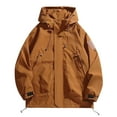 thumbnail image 4 of ohmzyzo Mens Drawstring Hooded Windbreaker Jackets Casual Lightweight Thin Fall Coat Outdoor Hiking Travel Sport Jacket Khaki L, 4 of 4