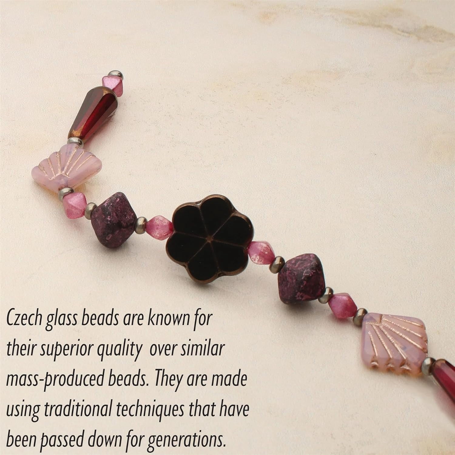 The Beadsmith Czech Glass Strands - Pressed & Table Cut Beads – 6 x 7-Inch Strands, 23 Beads Per Strand – Purple Dance Queen Mix – for Jewelry Making, Decorations & DIY Crafts