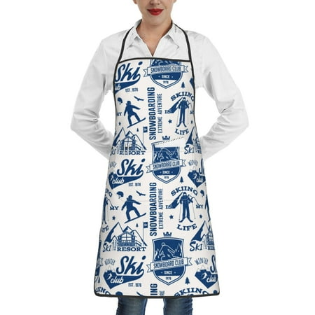 

Rocae Skiing Enthusiast for Kitchen Aprons for Women Adjustable Cooking Kitchen Chef Apron for Men with Pockets