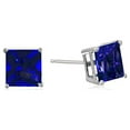 thumbnail image 2 of 10k White Gold Plated 1 Carat Square Created Amethyst Sapphire Stud Earrings, 2 of 4