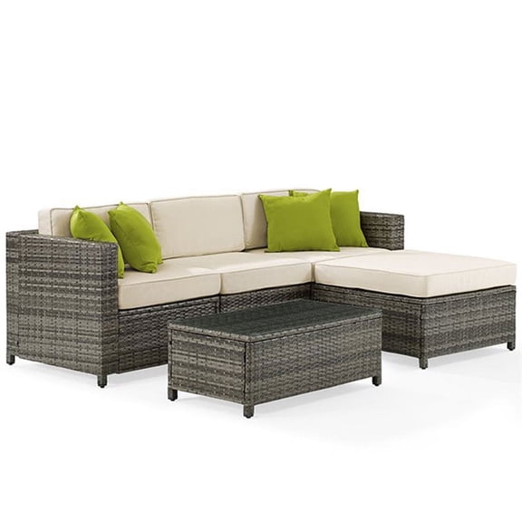 Afuera Living 5 Piece Patio Sectional Set in Brown and Creme