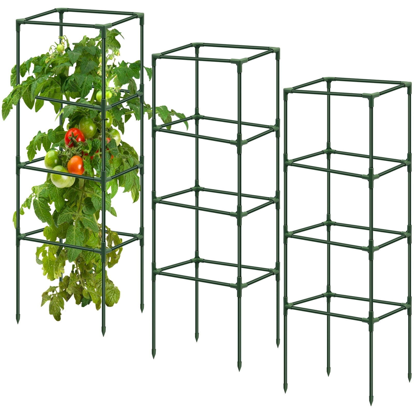 Garden Tomato Plant Cage Support Pole Assembled Tomato Garden Vegetable Cages Plastic Plant Tower Stakes Cucumber Tomato Cage