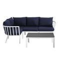 thumbnail image 2 of Modway Riverside 5 Piece Outdoor Patio Aluminum Set in White Navy, 2 of 10